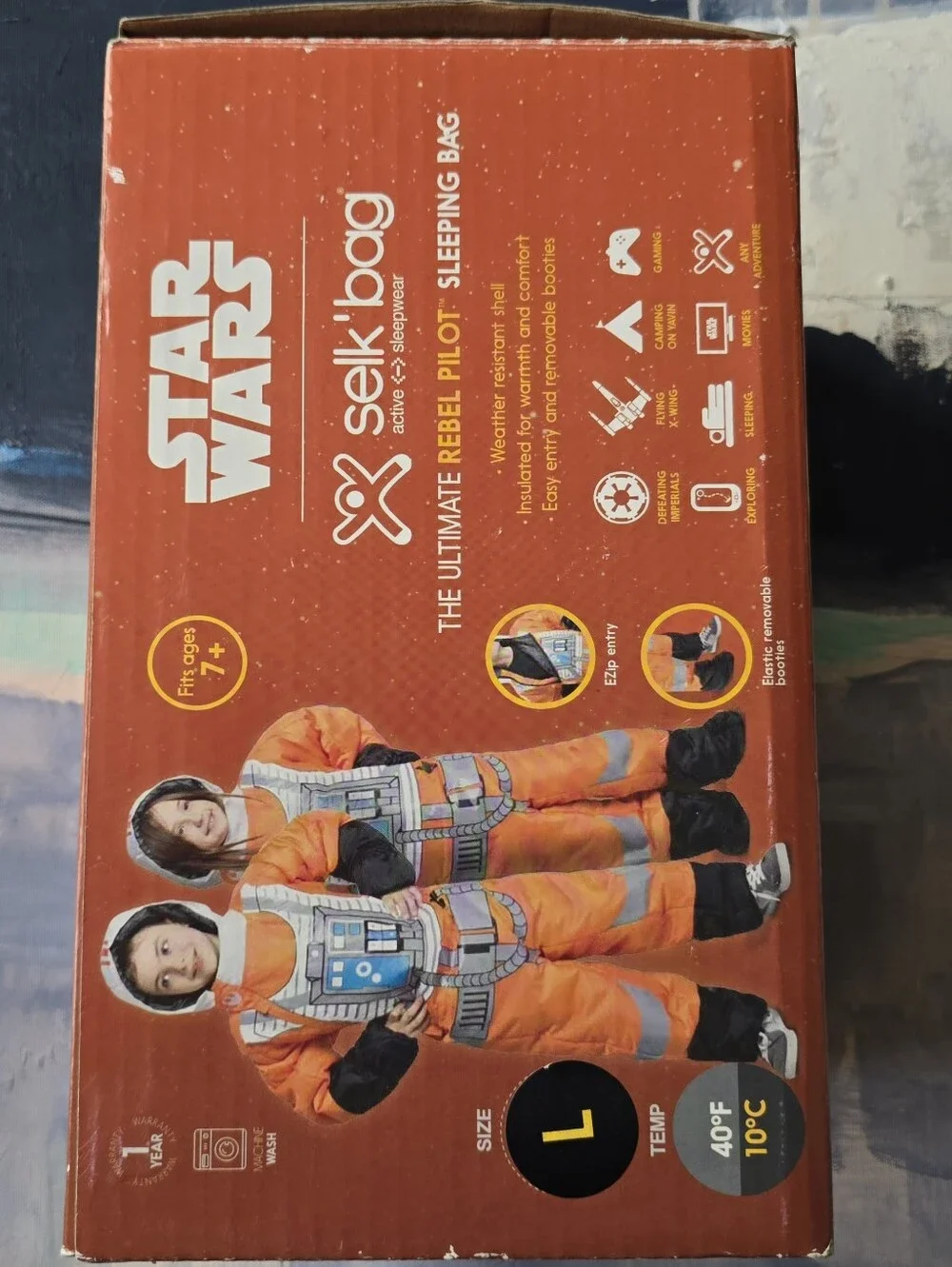 NIB Selk'bag - Star Wars Youth Rebel Pilot Sleeping Bag Size L Box & Bag